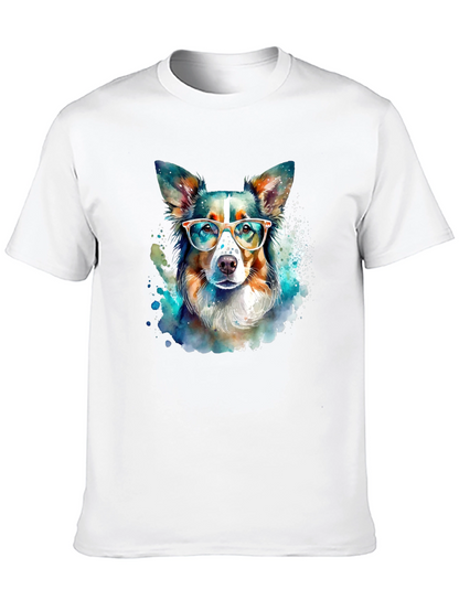 Dog with Glasses Black T-Shirt