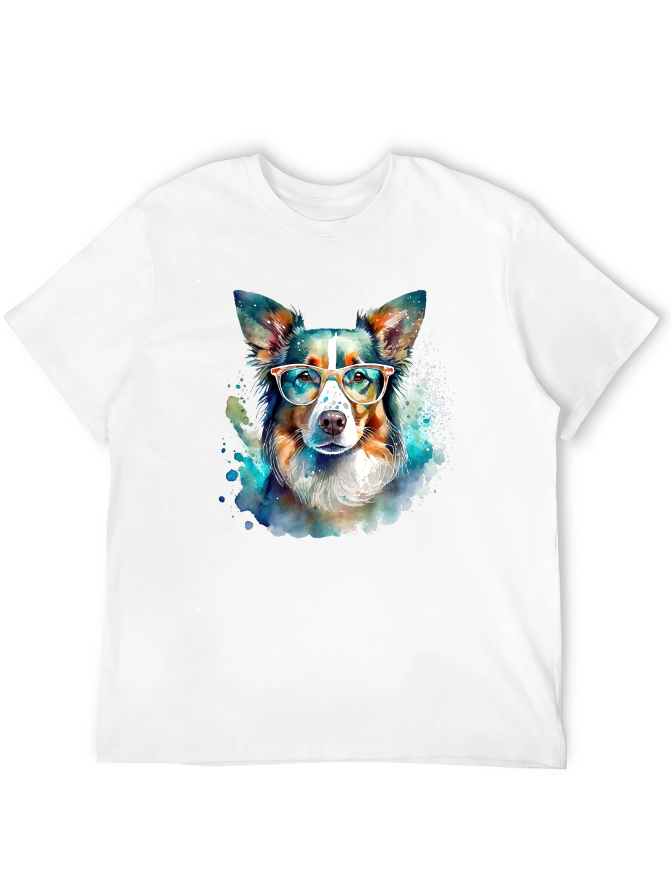 Dog with Glasses Black T-Shirt