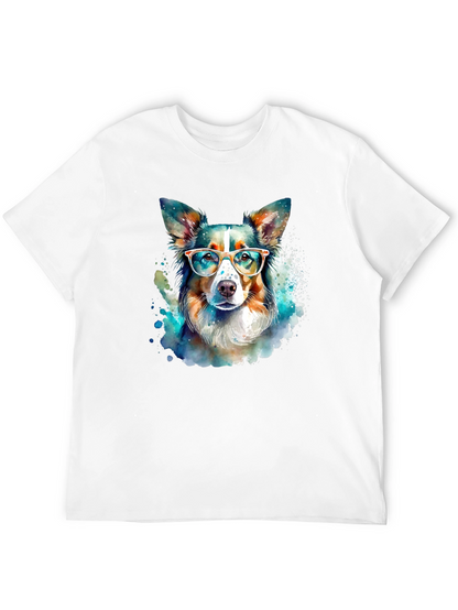 Dog with Glasses Black T-Shirt