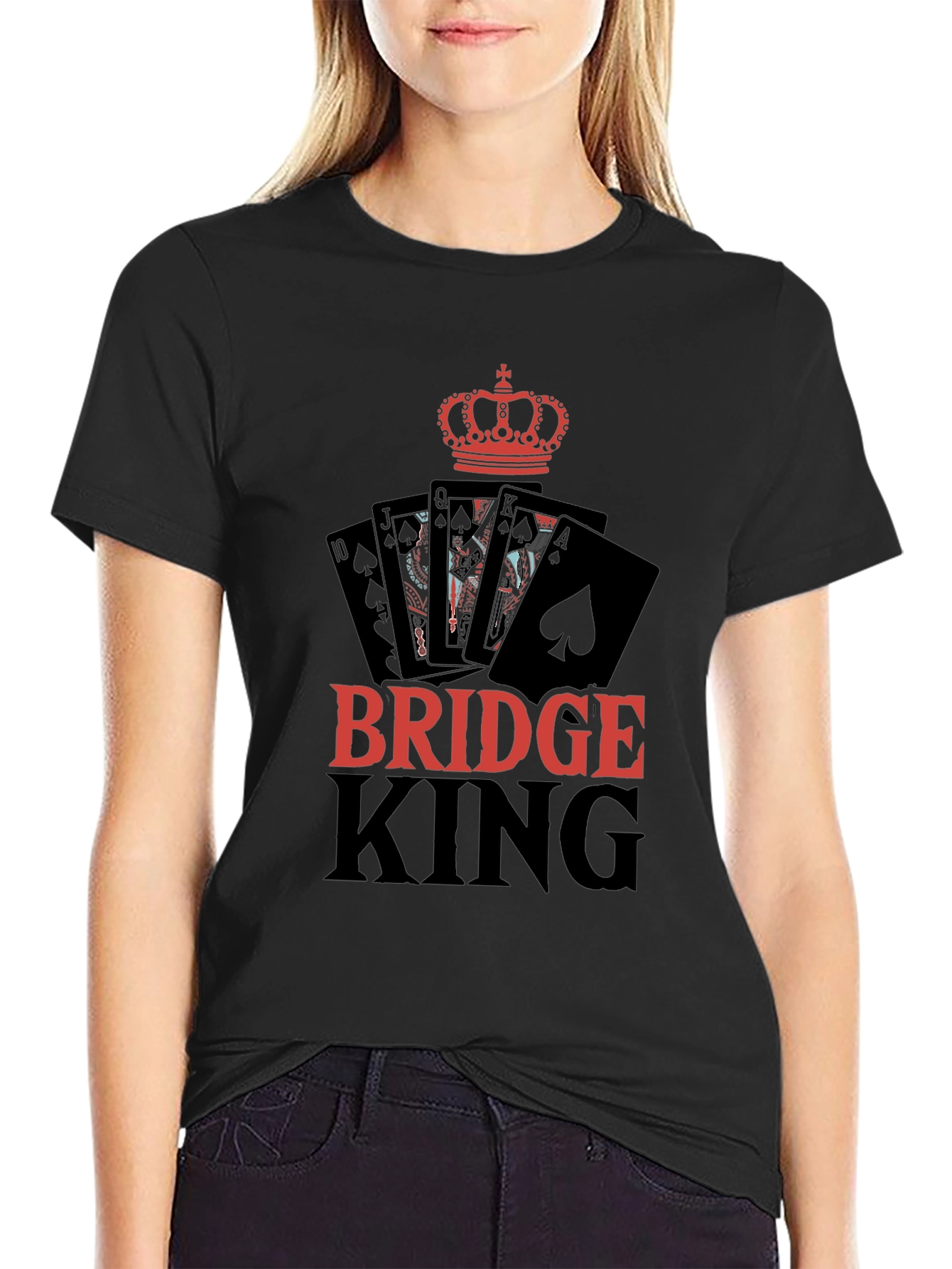 Bridge King Black T-Shirt Card Player Design