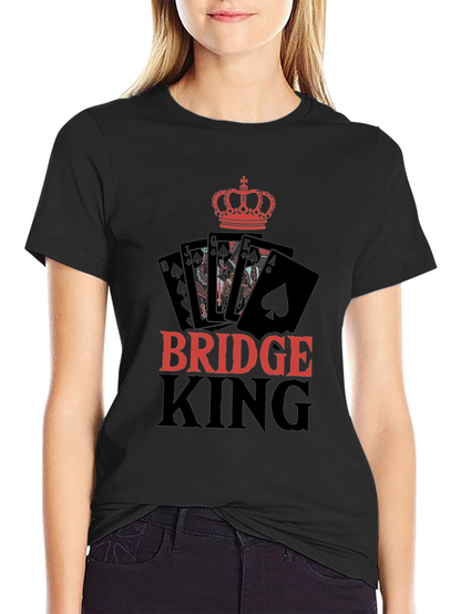 Bridge King Black T-Shirt Card Player Design