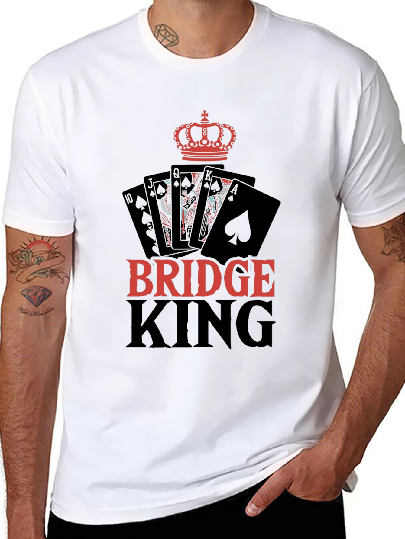 Bridge King Black T-Shirt Card Player Design