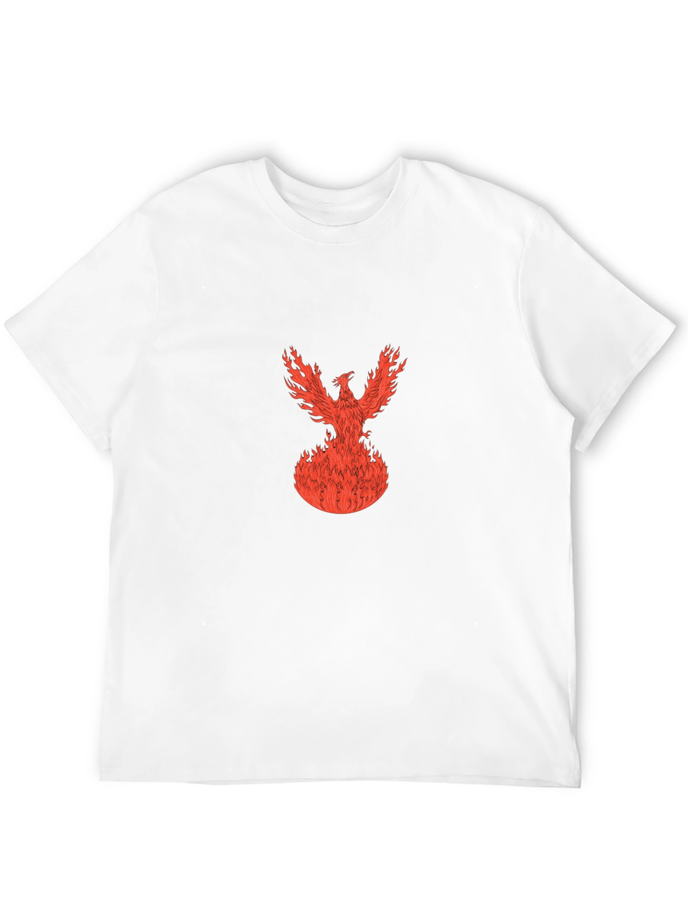 Fiery Phoenix Graphic Tee - Black Cotton