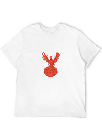 Fiery Phoenix Graphic Tee - Black Cotton