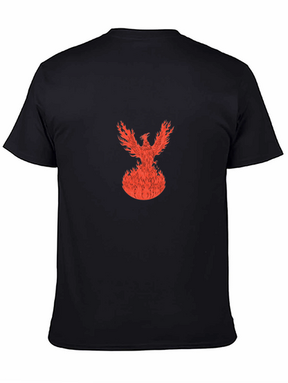 Fiery Phoenix Graphic Tee - Black Cotton