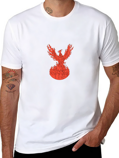 Fiery Phoenix Graphic Tee - Black Cotton