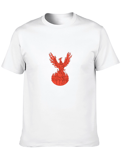 Fiery Phoenix Graphic Tee - Black Cotton