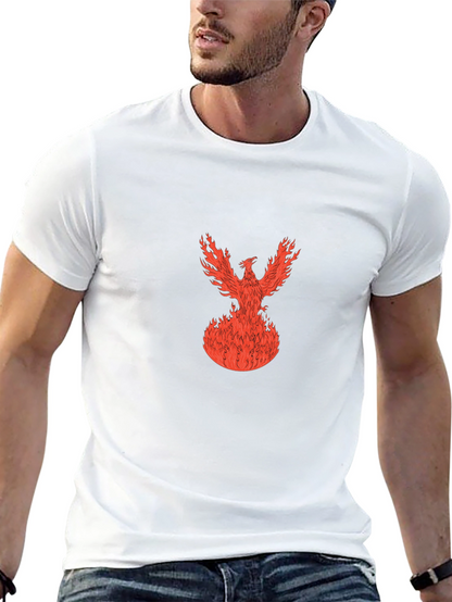 Fiery Phoenix Graphic Tee - Black Cotton