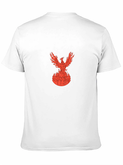 Fiery Phoenix Graphic Tee - Black Cotton