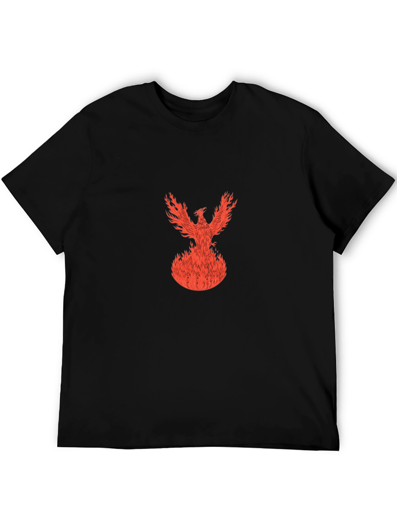 Fiery Phoenix Graphic Tee - Black Cotton