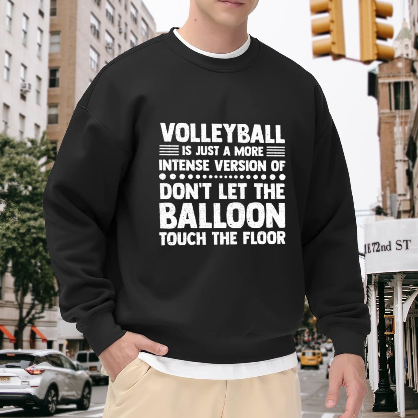 "Volleyball Is Just Intense Balloon Game" Humor Crewneck Sweatshirt