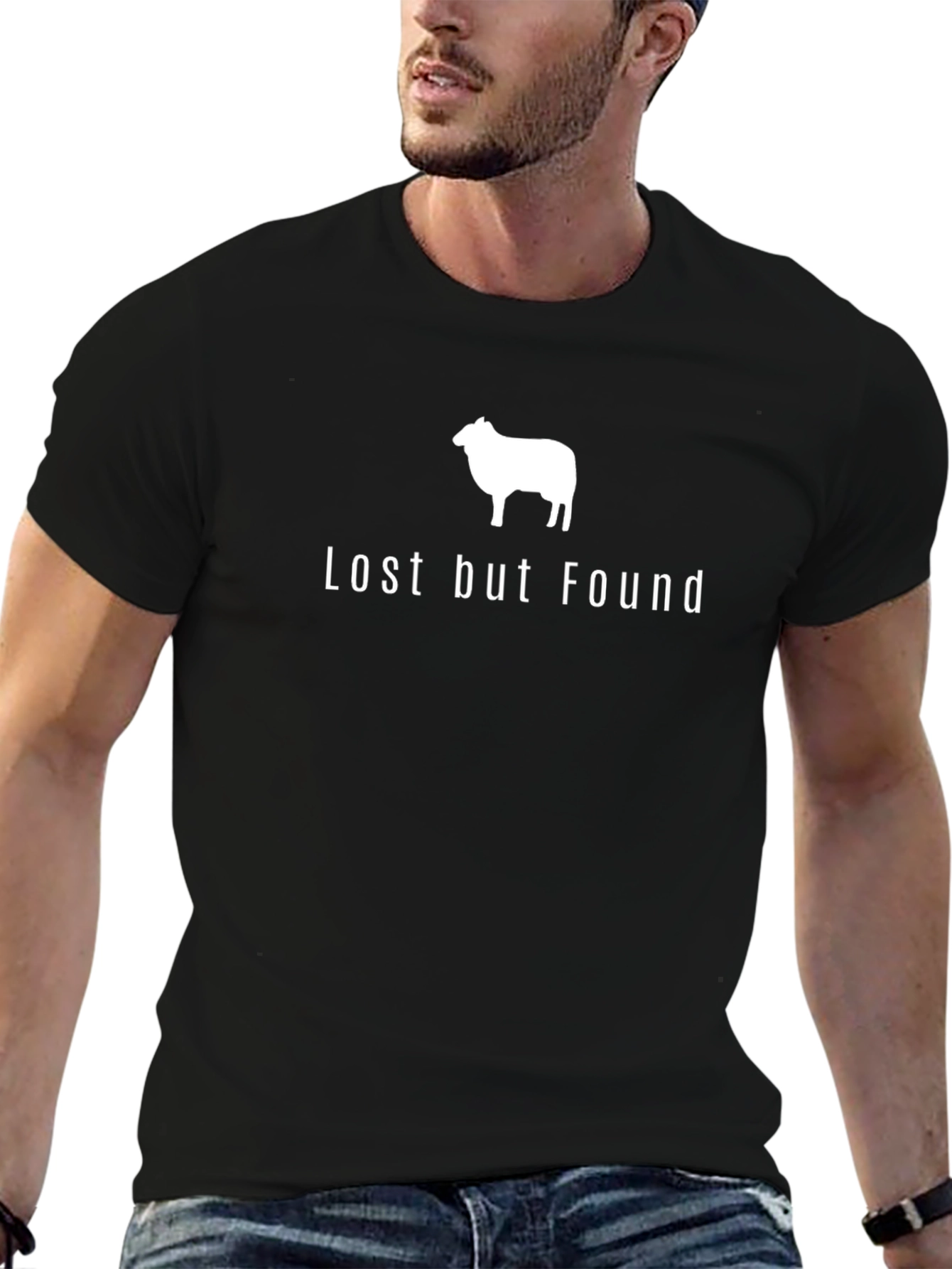 Lost But Found Sheep Graphic Tee - Black Cotton