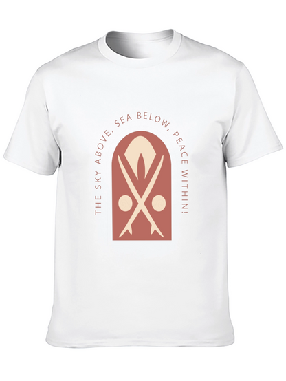 Surfboard Motif Graphic Tee - Sky Above Sea Below