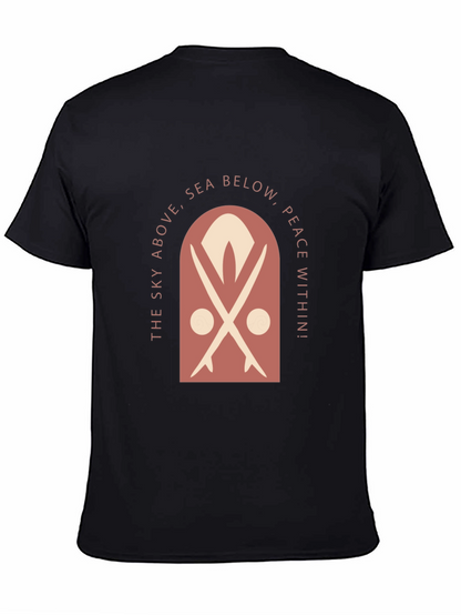 Surfboard Motif Graphic Tee - Sky Above Sea Below