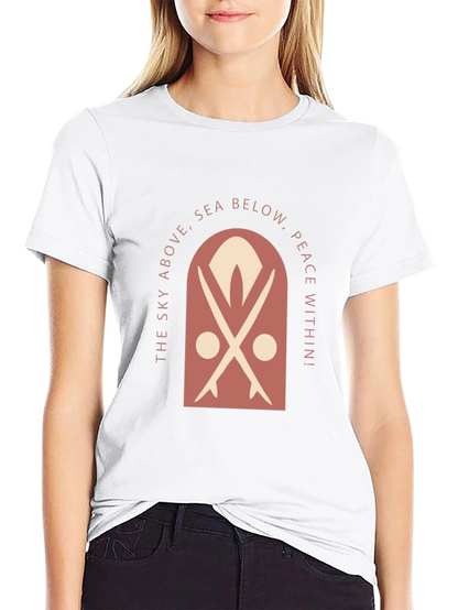 Surfboard Motif Graphic Tee - Sky Above Sea Below