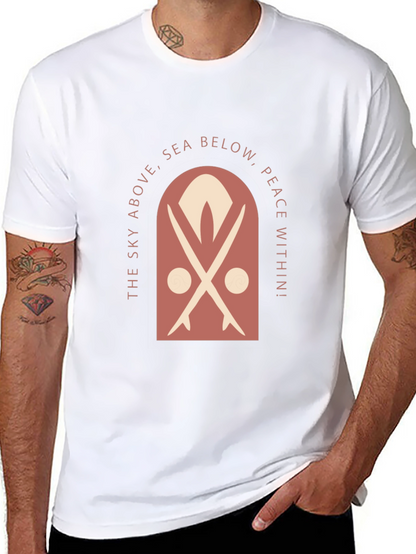 Surfboard Motif Graphic Tee - Sky Above Sea Below