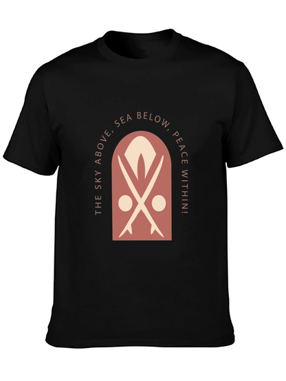 Surfboard Motif Graphic Tee - Sky Above Sea Below