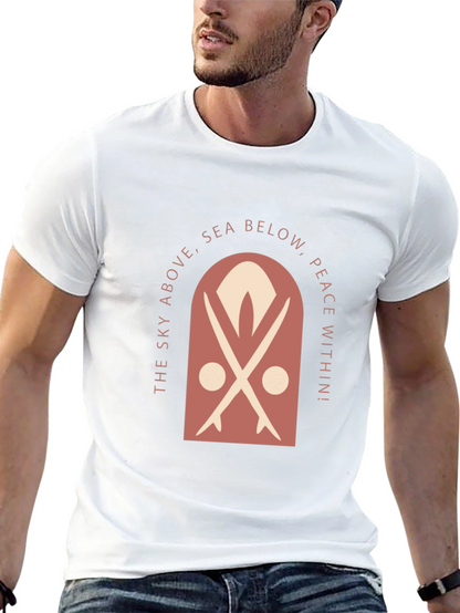 Surfboard Motif Graphic Tee - Sky Above Sea Below