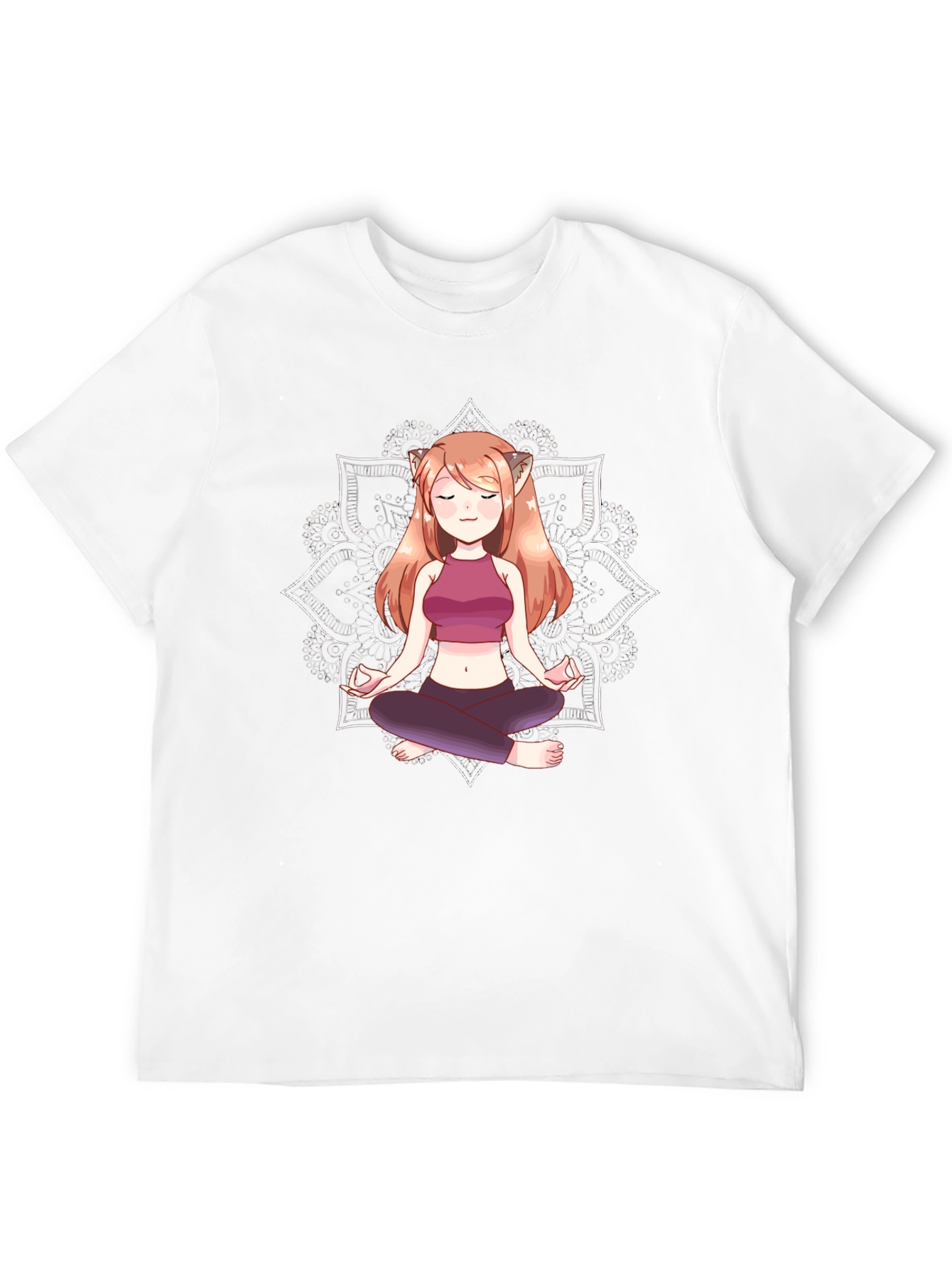 Zen Anime Girl T-Shirt - Meditating Design