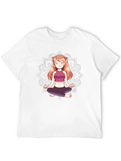 Zen Anime Girl T-Shirt - Meditating Design