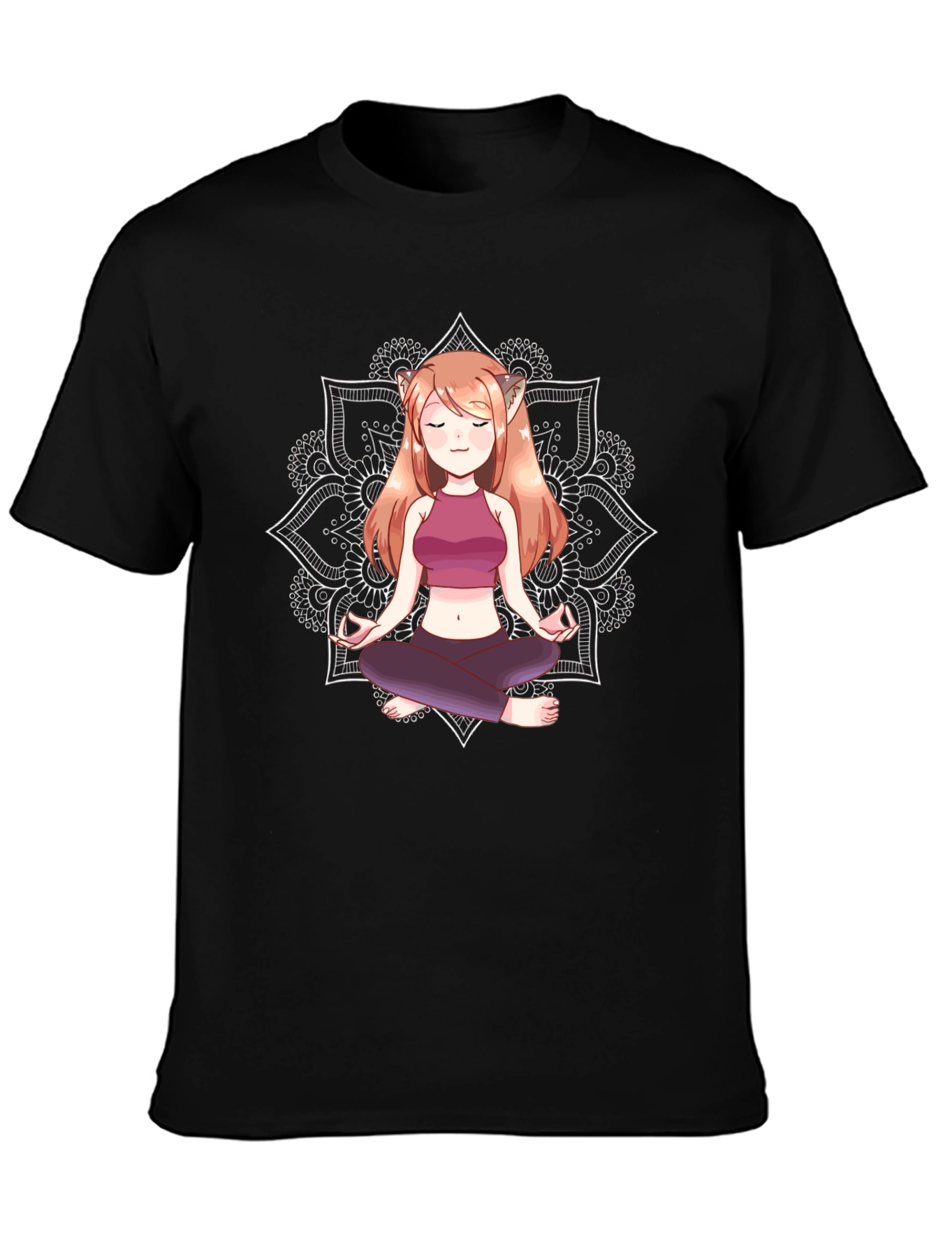 Zen Anime Girl T-Shirt - Meditating Design