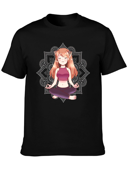 Zen Anime Girl T-Shirt - Meditating Design