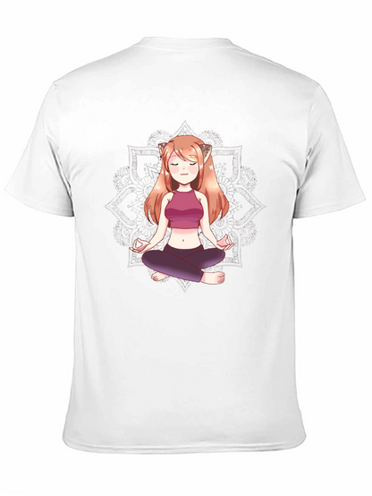 Zen Anime Girl T-Shirt - Meditating Design