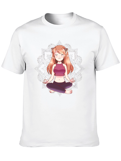 Zen Anime Girl T-Shirt - Meditating Design