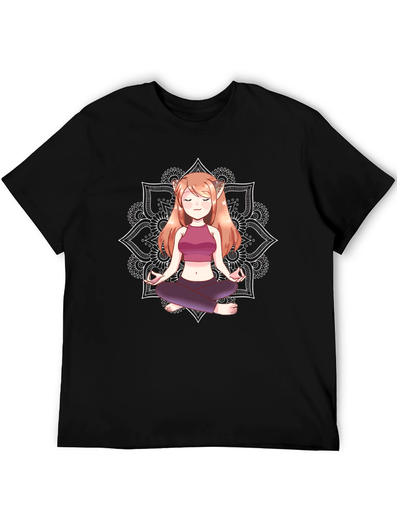 Zen Anime Girl T-Shirt - Meditating Design