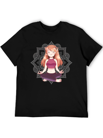 Zen Anime Girl T-Shirt - Meditating Design