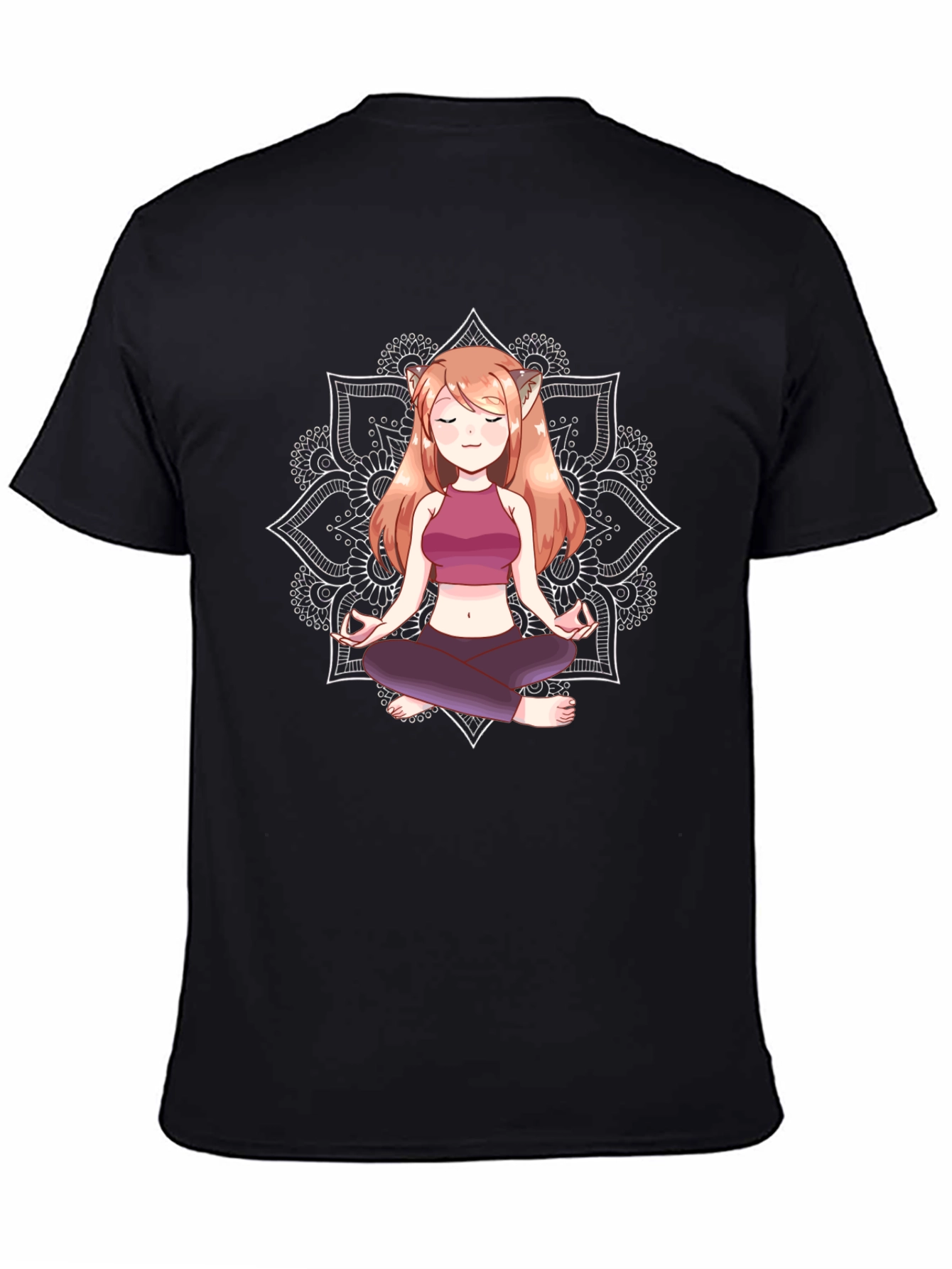 Zen Anime Girl T-Shirt - Meditating Design