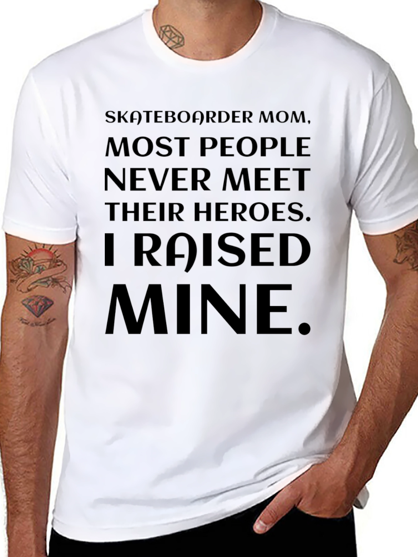 Skateboarder Mom T-Shirt - Raised Mine Hero