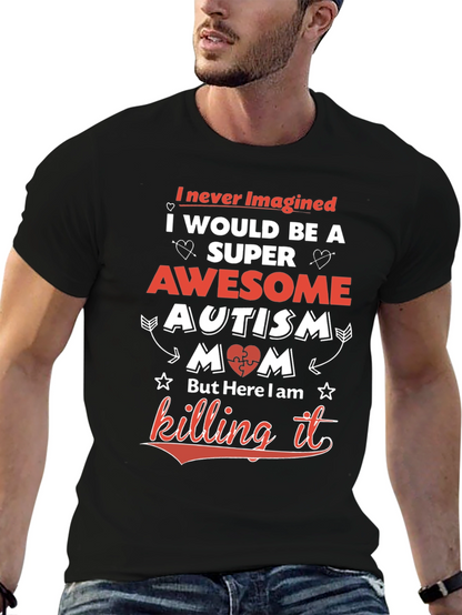 Awesome Autism Mom T-Shirt - Super Mom Tee