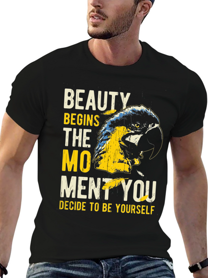 Beauty Begins Parrot Graphic T-Shirt