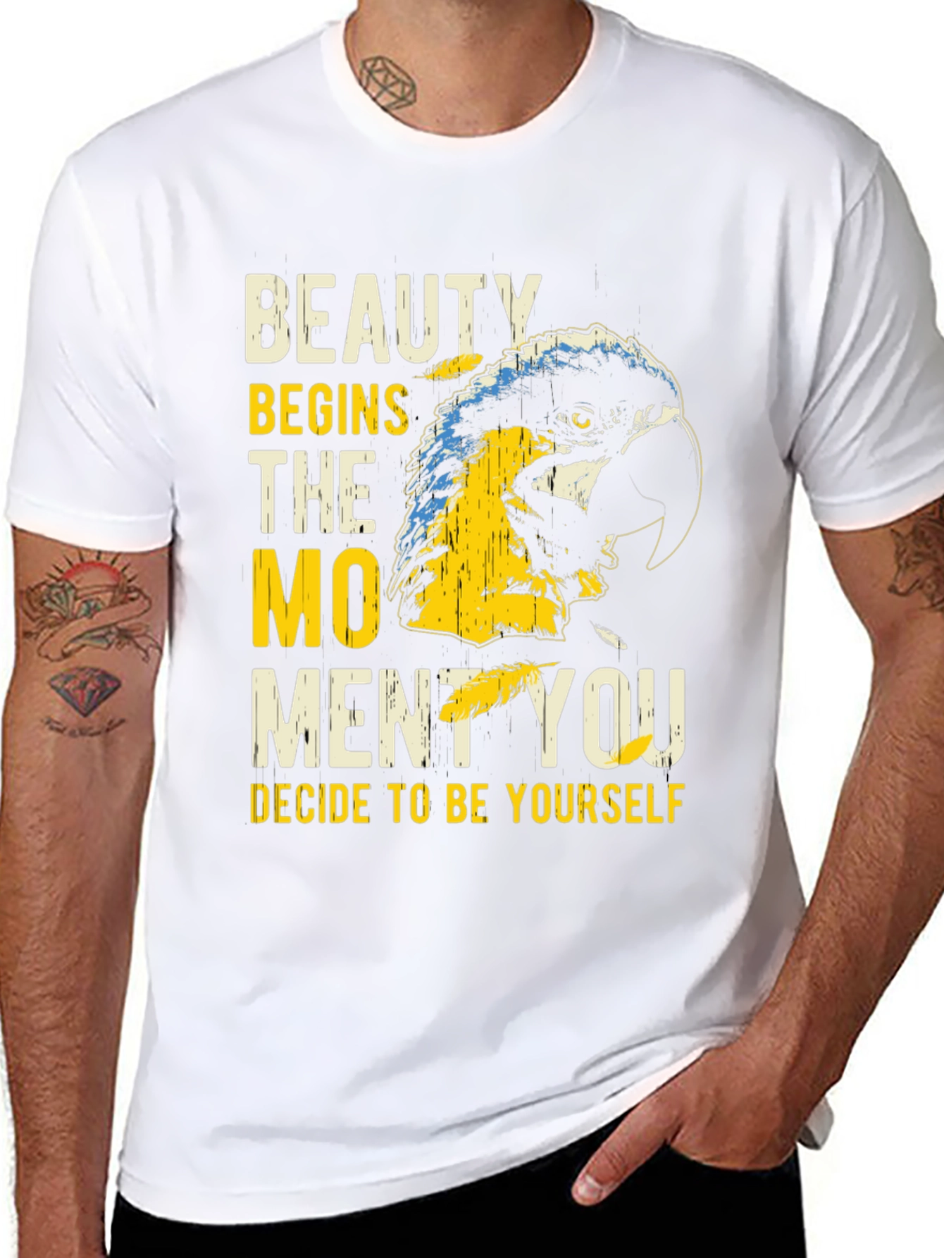 Beauty Begins Parrot Graphic T-Shirt