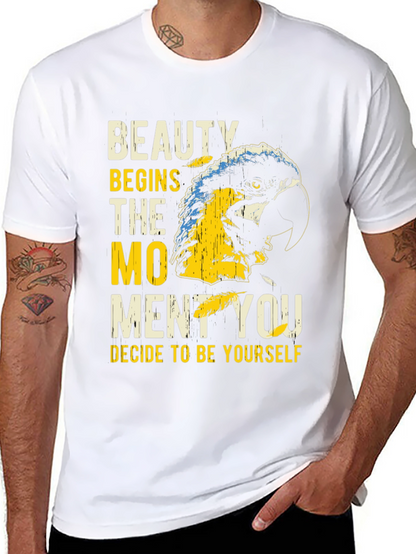 Beauty Begins Parrot Graphic T-Shirt