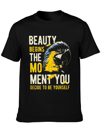 Beauty Begins Parrot Graphic T-Shirt