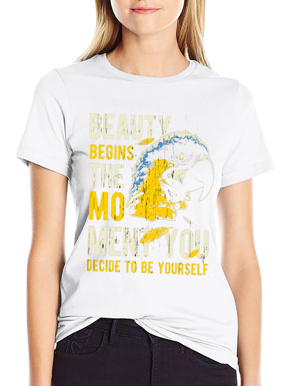 Beauty Begins Parrot Graphic T-Shirt