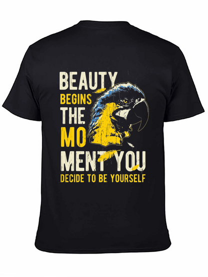 Beauty Begins Parrot Graphic T-Shirt