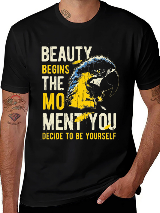Beauty Begins Parrot Graphic T-Shirt