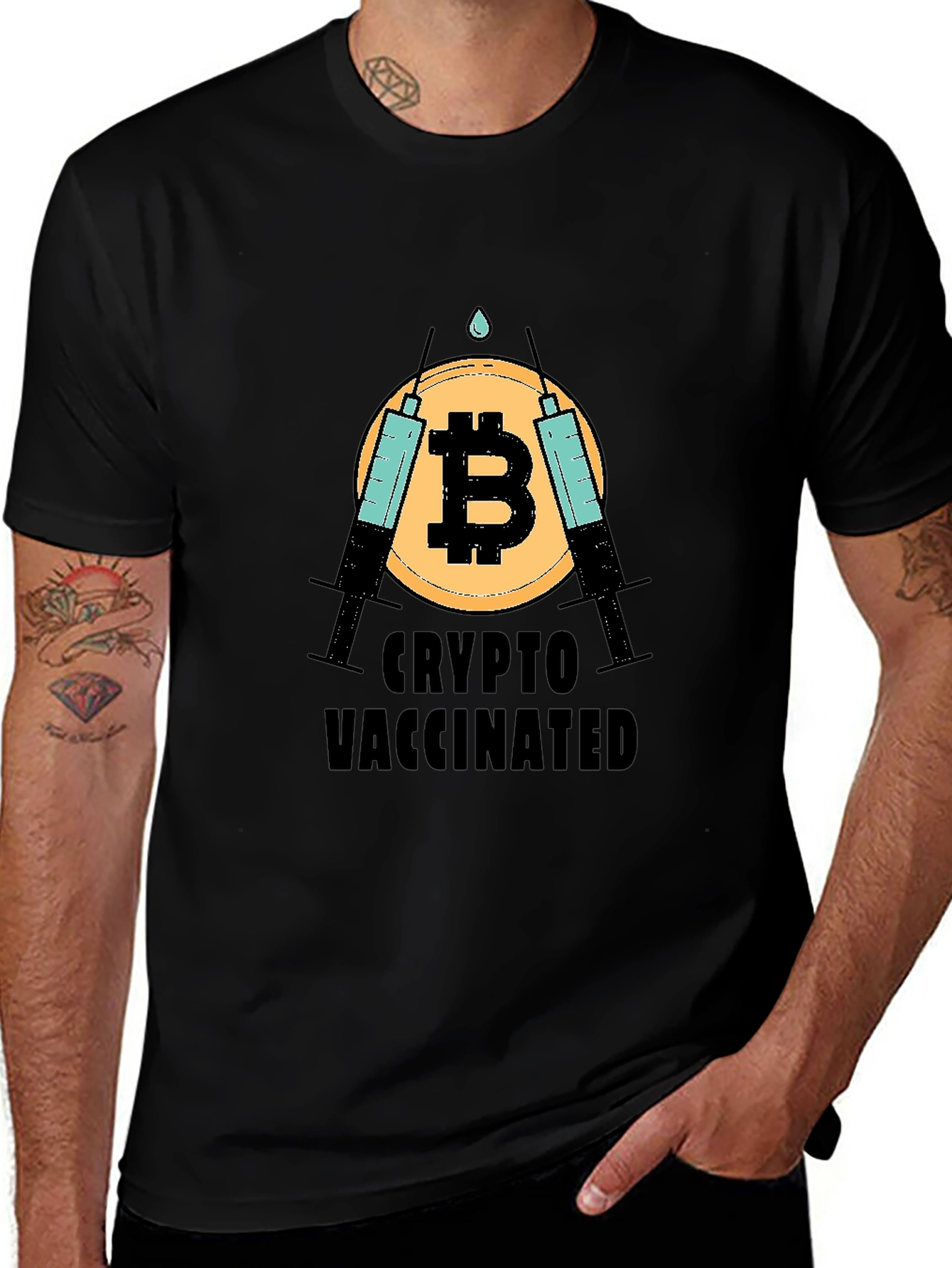 Crypto Vaccinated Bitcoin T-Shirt - Black