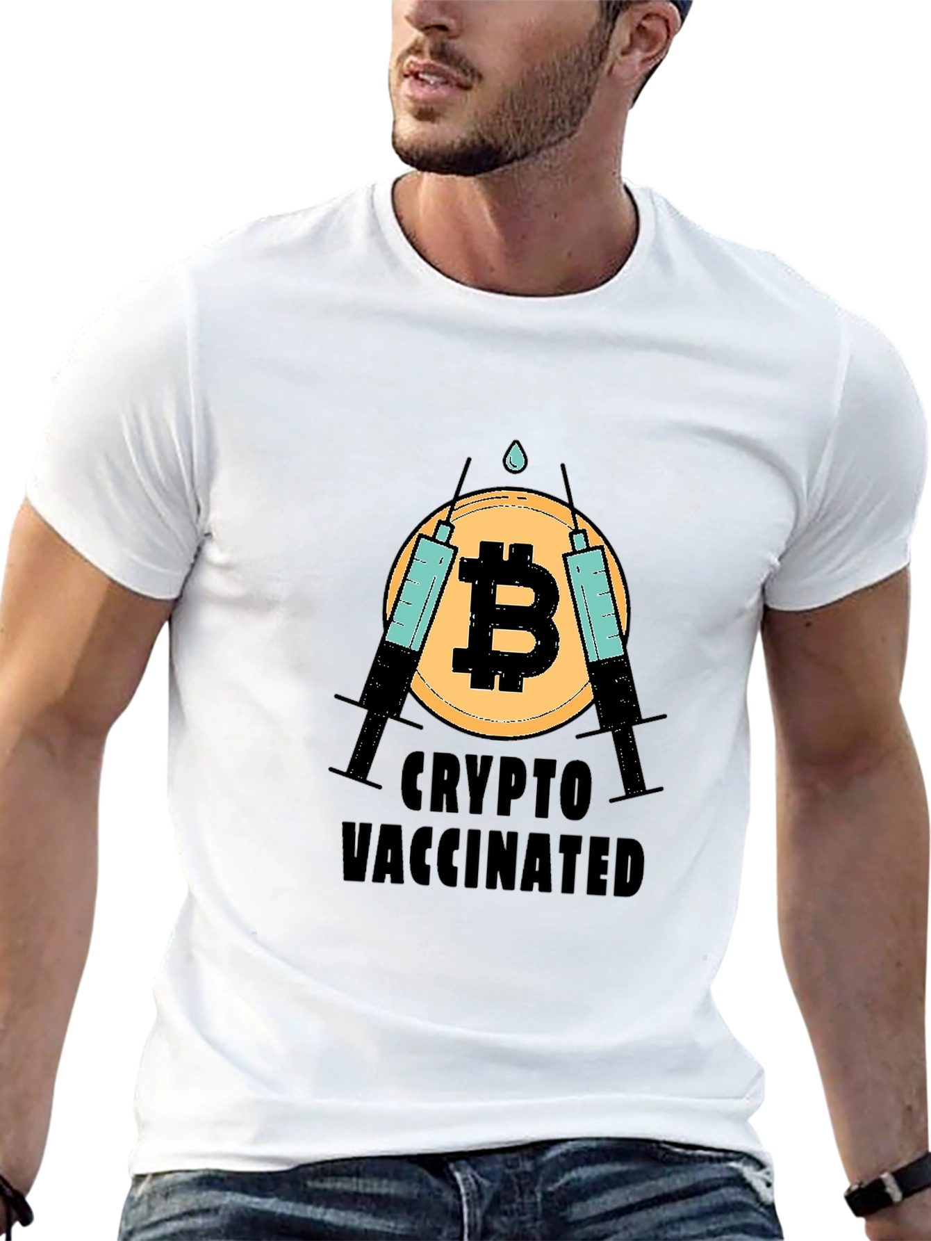 Crypto Vaccinated Bitcoin T-Shirt - Black