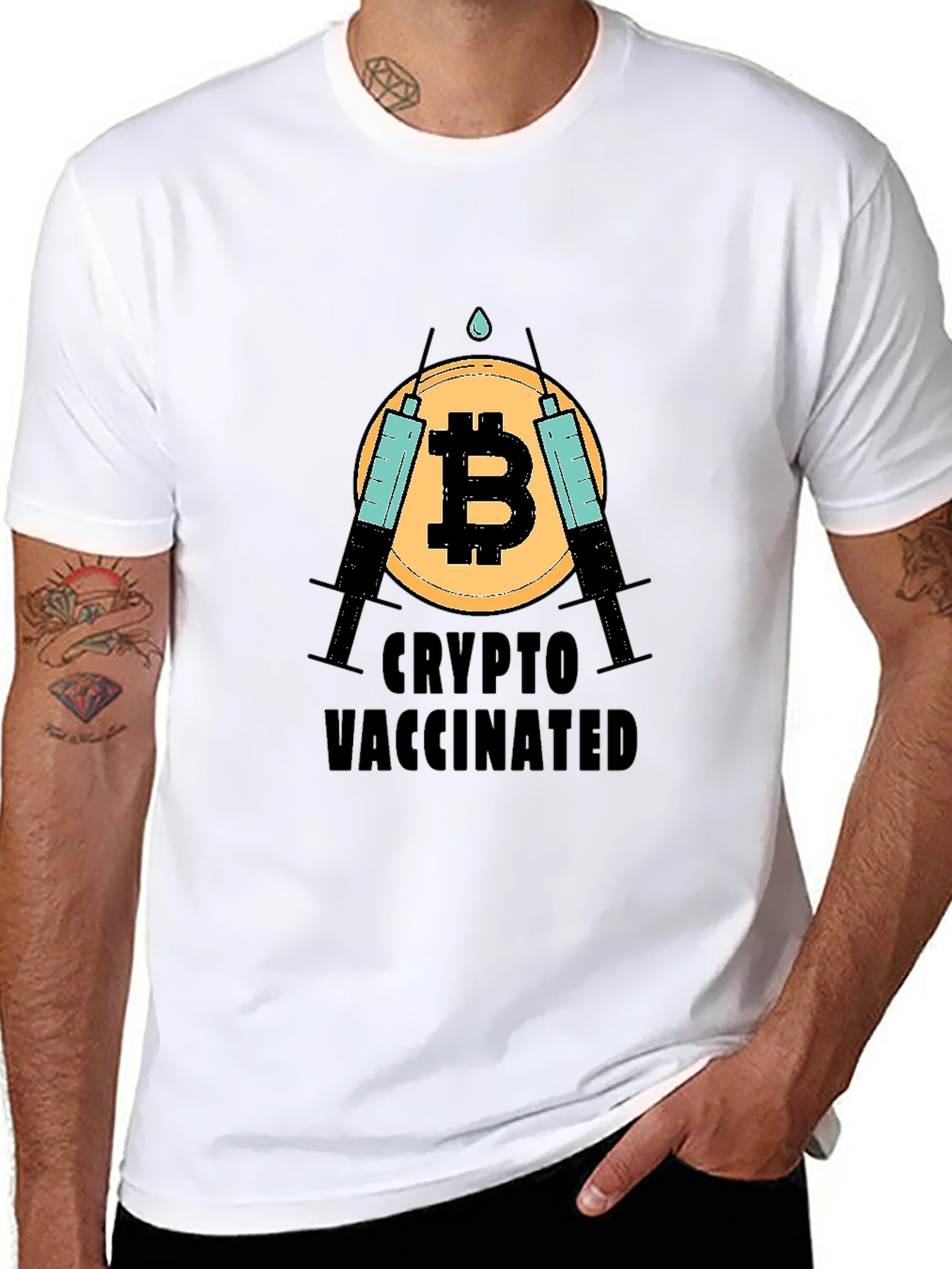 Crypto Vaccinated Bitcoin T-Shirt - Black