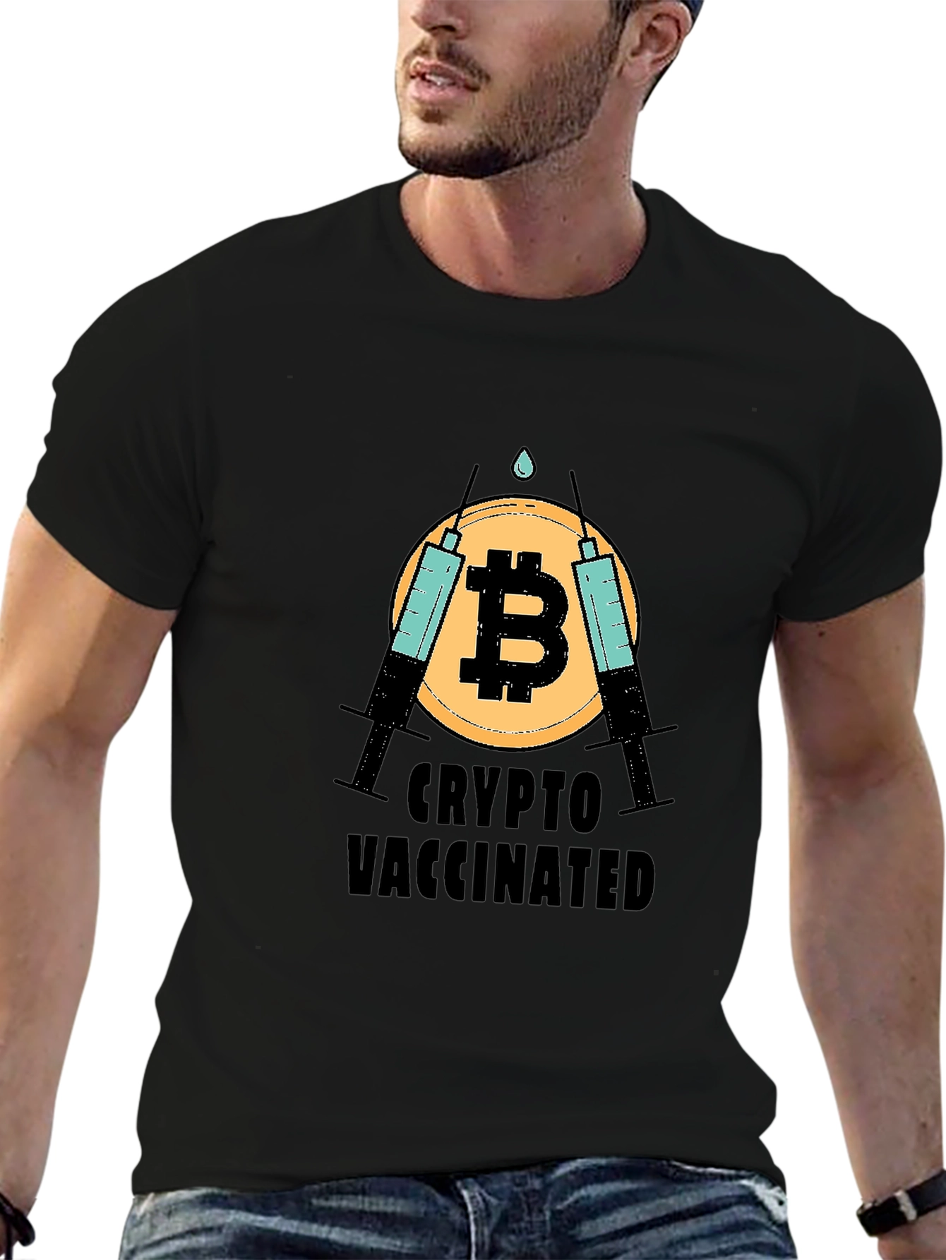 Crypto Vaccinated Bitcoin T-Shirt - Black