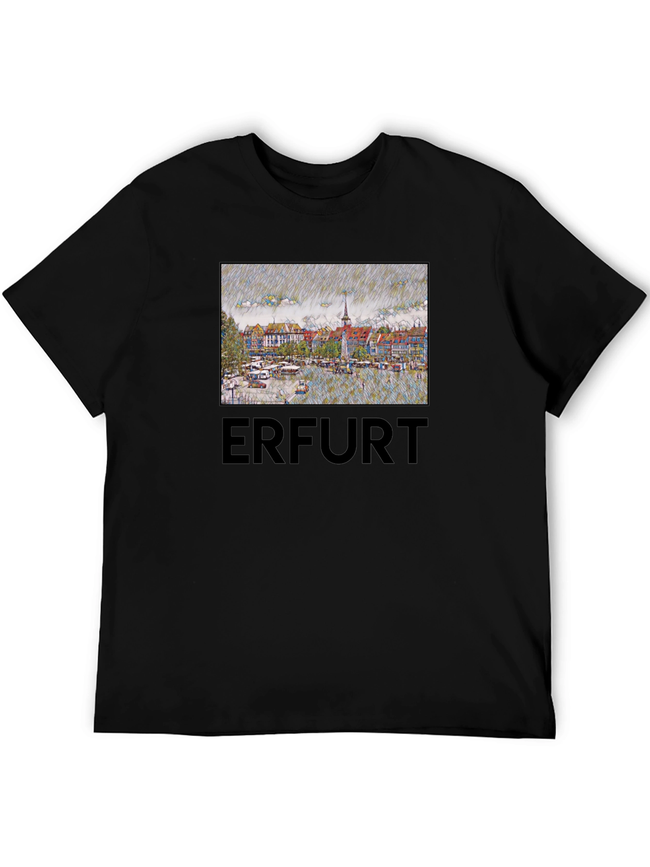 Erfurt Germany T-Shirt - Cityscape Sketch Art