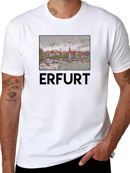 Erfurt Germany T-Shirt - Cityscape Sketch Art