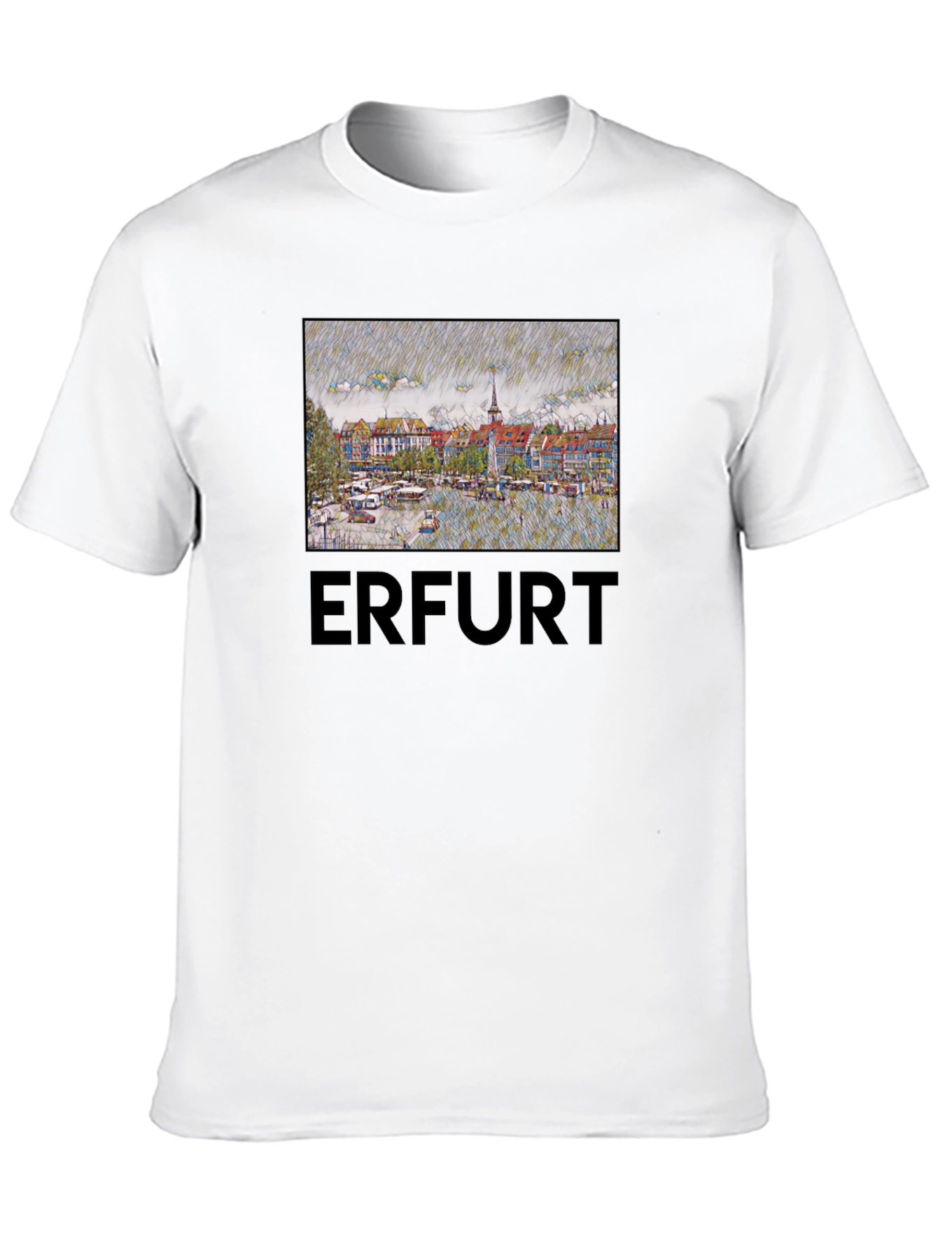Erfurt Germany T-Shirt - Cityscape Sketch Art