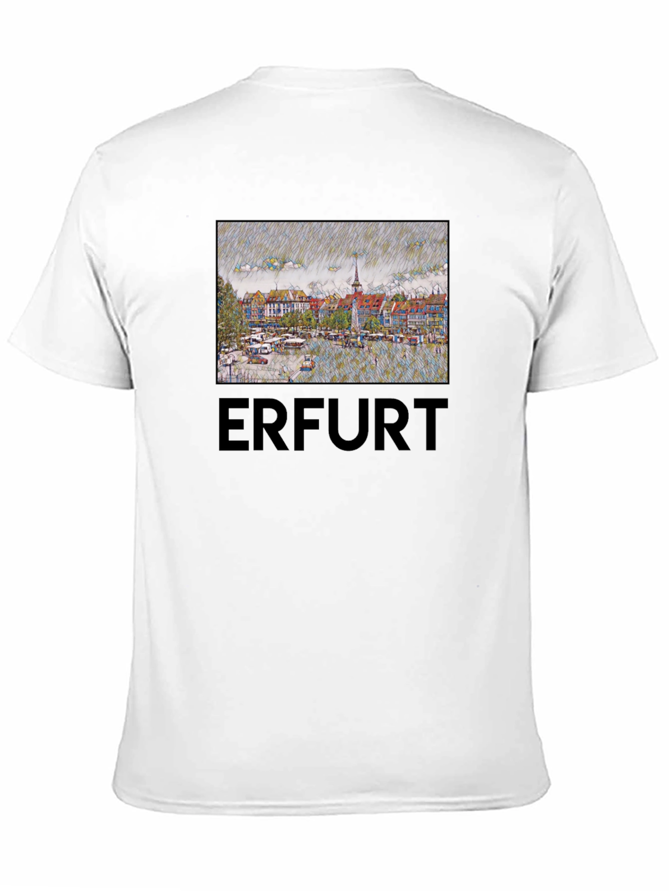 Erfurt Germany T-Shirt - Cityscape Sketch Art