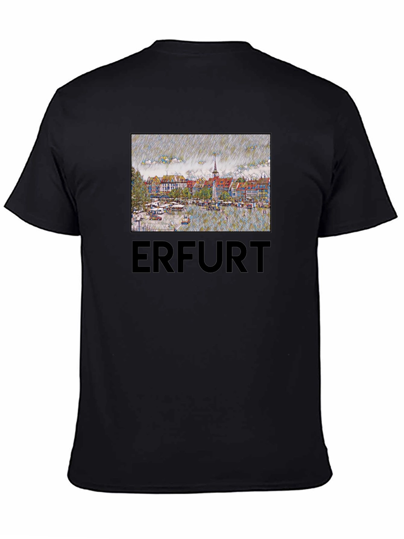 Erfurt Germany T-Shirt - Cityscape Sketch Art