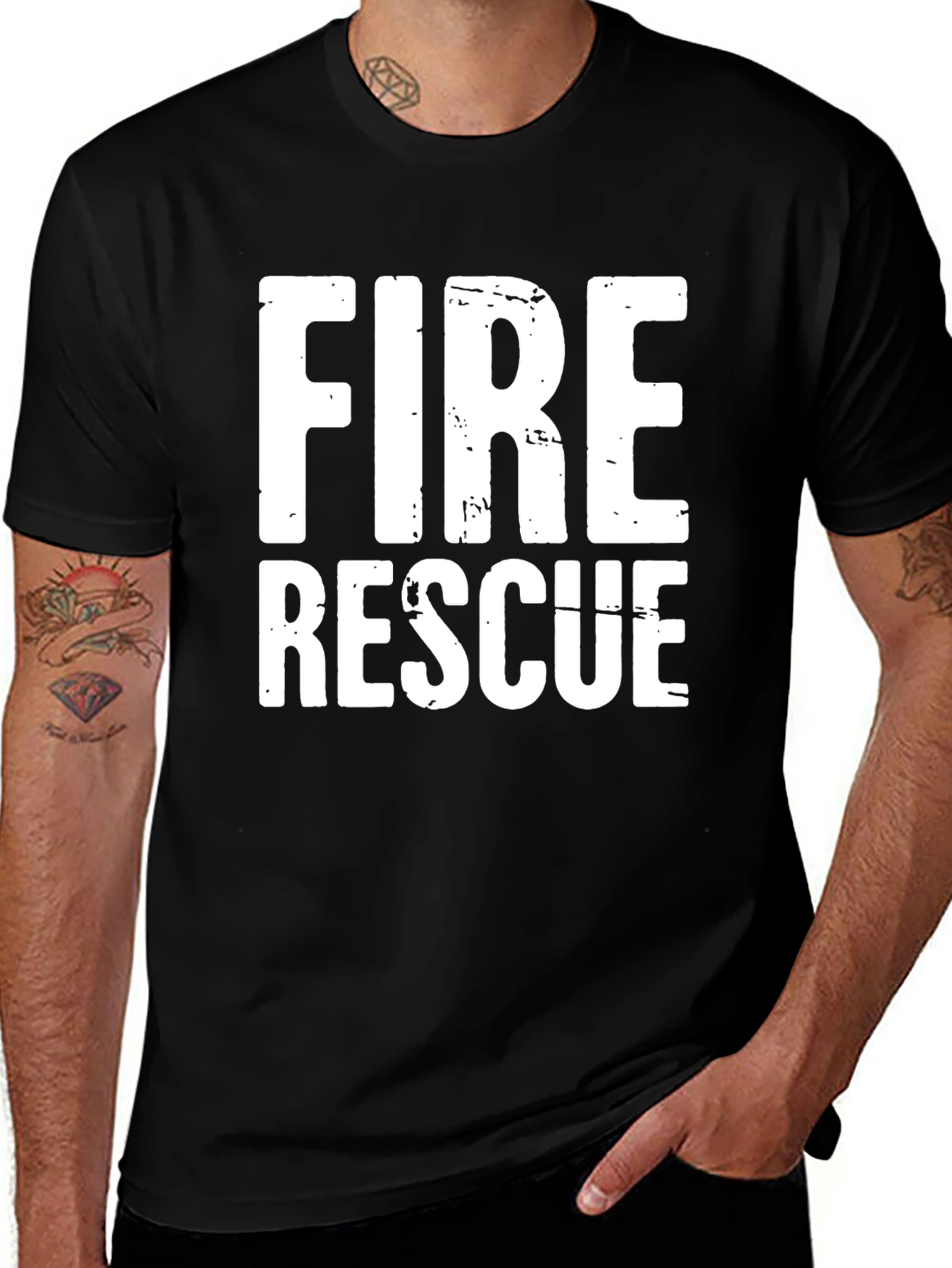 Fire Rescue T-Shirt - Black Cotton Blend